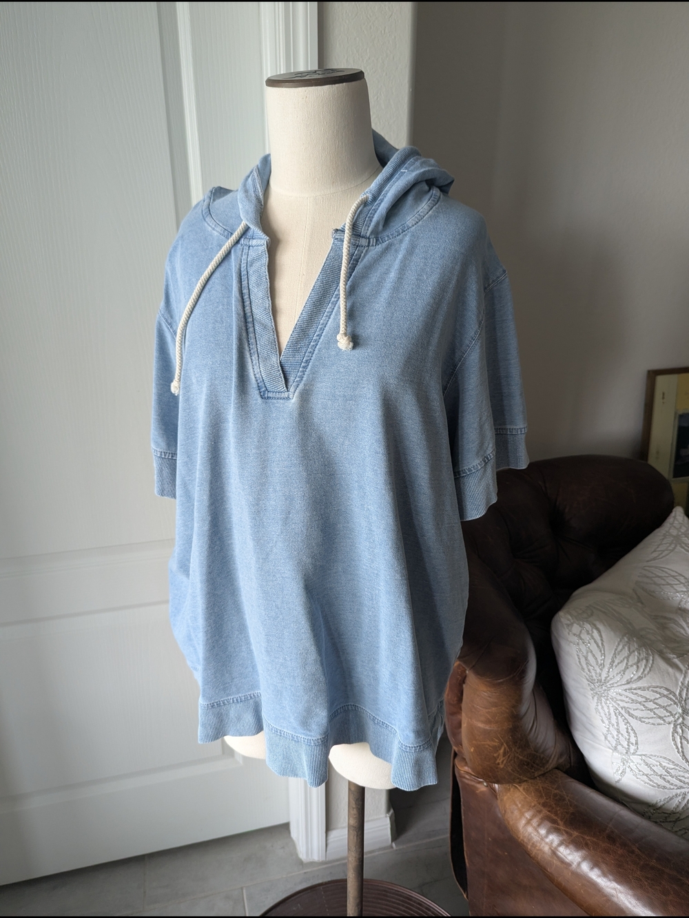 Jane and Delancey Light Blue Hooded Pullover Sweatshirt